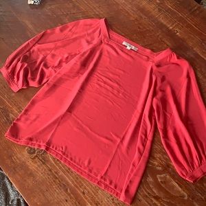 LAST CHANCE Coral/red flouncy blouse